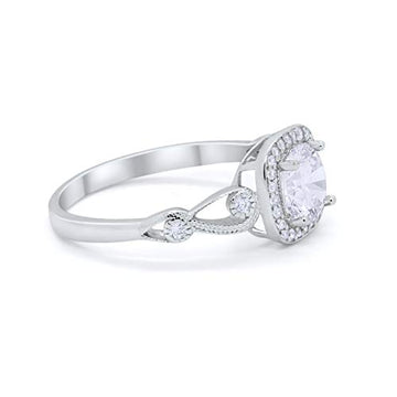 Filigree Vintage Style Wedding Ring Simulated CZ 925 Sterling Silver